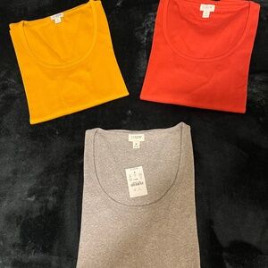 J.CREW WOMEN’S 100% COTTON, SET OF 3 LONG SLEEVE TEE SHIRTS